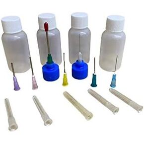 Hobby Craft Assorted Precision Applicator Set with (4) 1 oz Bottles and 7 Different Gauge Blunt Tips