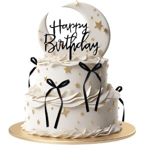 Ribbon Bow Cake Topper with 1 pcs Happy Birthday Sign 10 pcs Black Bow Birthday Cake Decorations Vintage Coquette Birthday Decorations for Girls and Women