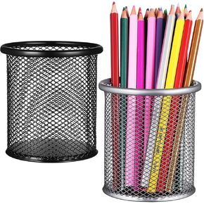Sewacc Mesh Pen Holder 2pcs Metal Pencil Holder Wire Mesh Cup Cup Brush حامل فرشاة للمكتب المنزلي لمنظم سطح المكتب المنزلي