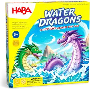 Haba Water Dragons: لعبة أطفال الأطفال ولعبة لوحة عائلة Dice Rolling سريعة الخطى للأطفال الذين تتراوح أعمارهم بين 5 سنوات وما فوق ، مصنوعة في ألمانيا مع مكونات خشبية