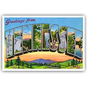 GREETINGS FROM TENNESSEE vintage reprint postcard set of 20 identical postcards. Large letter US state name post card pack (ca. 1930's-1940's). Made in USA.