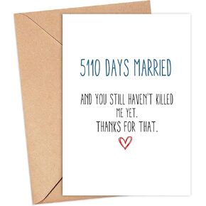 Funny 14th Anniversary Card - 5110 Days Married Card Funny Anniversary Card Husband Wife Him Her 14 Years Card Funny Wedding Anniversary Card