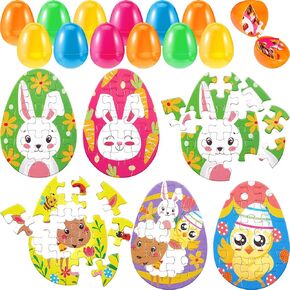 80 Pcs Easter Eggs Jigsaw Puzzle Set Colorful Plastic Eggs Easter Puzzles Surprise Toys Easter Party Favors Easter Egg Hunt Supplies School Classroom Activities Rewards Easter Basket Stuffers Filler