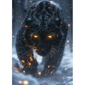 Bgraamiens Puzzle-Ember Stalker-Leopard Puzzle 1000 Pieces, Unique Hunting Leopard Art Puzzle, Impossible Puzzle Black Puzzle for Adults