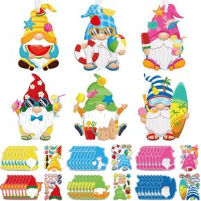 Pasimy 48 Pack Summer Craft Kits for Kids DIY Hawaii Aloha Gnome Craft Preschool Art Craft Set Make Your Own Gnome Ornament Kit for Kids Party Classroom Favors Activities