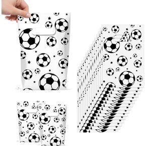 Infankey 50 PCS Soccer Gift Bags Plastic Soccer Goodie Goody Treat Snack Candy Bags Soccer Present Party Favor Bags Soccer Party Bags for Sports Theme Birthday Party Decoration Supplies