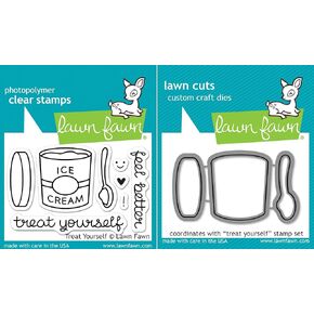 Lawn Fawn Treat Yourself Clear Stamp and Die Set - Includes One Each of LF897 (Stamp) & LF898 (Die) - Bundle Of 2