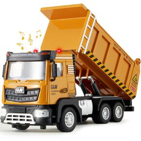Construction Cement Mixer Toy Truck for Boys - 1:40 Alloy Realistic Pull Back Truck with Lights and Sound, Perfect Birthday for Toddlers Kids Ages 3-8