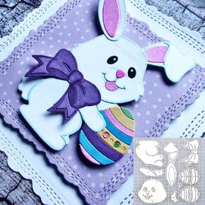 Happy Easter Bunny Cutting Die Cuts, Metal Cutting Dies New Rabbit Egg Stencil for DIY Scrapbooking Card Embossing Making,Prefilled Easter Eggs, Easter Dies for Card Making