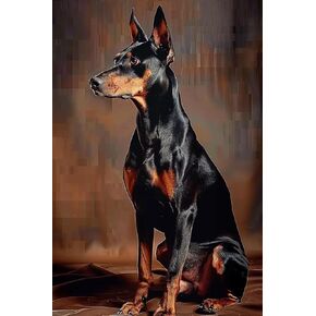 5D Diamond Art Painting by Number Kits Doberman Pinscher Dog Round Diamond Art Full Drill Embroidery Crystal Cross Stitch for Wall Decoration(30x40cm)