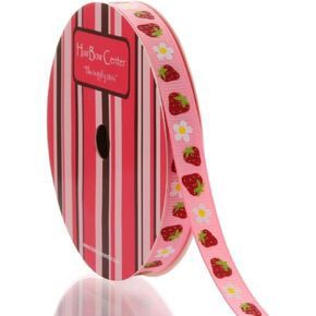 3/8" Strawberries Grosgrain Ribbon 5 Yard Pink