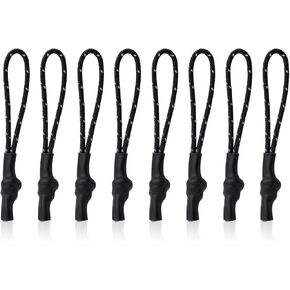 8pcs Zipper Pulls, Nylon Zipper Tags Pulls Reflective Zipper Pull Black Zipper Tags Replacement Cord Zipper Pulls for Bags Purses Clothes Backpacks Zipper Pull Tab