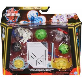 Bakugan White Base Battle Pack, Special Attack Bruiser, Special Attack Octogan, Ventri, Hammerhead, Butterclaw; Customizable, Spinning Action Figures, Kids Toy for Boys and Girls 6 and up, 6066988