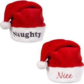 Windy City Novelties Christmas Santa Claus Plush Hat (2 ، شقي ولطيف ، حجم واحد يناسب أكثر)