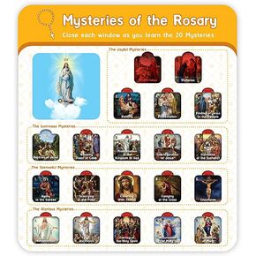 Needzo Learn The Rosary Catholic Educational Window Chart, Mass Follow Along Tool for Kids, 8 X 9 Inches