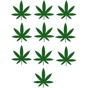 10 Marijuana Leaf Iron On Decals/Iron On Cannabis Leaf Decals/Heat Transfer/Weed Decal/Apply in Less Than 5 Minutes (Green)