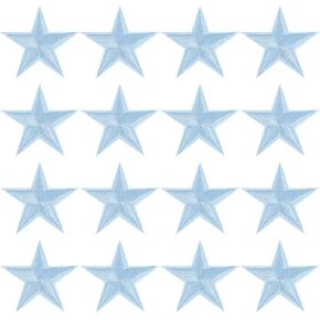 uxcell 16pcs الحديد على بقع النجوم ، خياطة على بقع مطرزة النجوم ، وتصحيح التصحيح الزخرفية لحقائب الحرف DIY القبعات القبعات ، 45 ملم أبيض