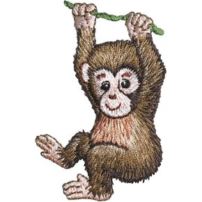 Baby Monkey - Hanging on a Branch - Iron On Embroidered/Applique Patch