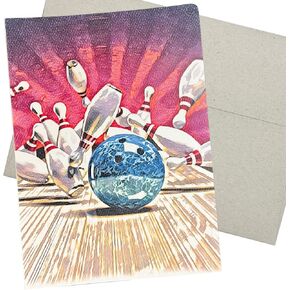 Bowling Birthday Card, Bowling Greeting Card (5X7 Inch, 1 Premium Card, Blank Inside) Thank You, Wedding, and Friendship Card for Bowlers who love Bowling Alleys - 101
