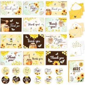 Decorably 24 Pack 6x4in Lemon Thank You Cards with Envelopes and Stickers, 12 Zesty Designs, Blank Inside - Weddings, Birthdays
