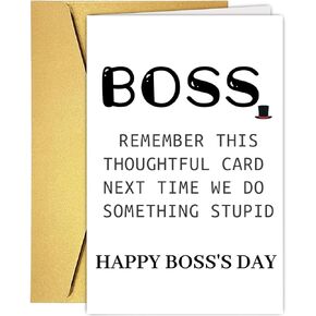 Lovely Boss Thank You Card - Funny & Appreciation Card for Him, Boss Day Gift