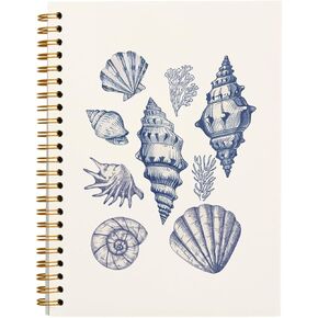Beach Ocean Coquette Notebook, Decomposition Notebooks, Shell Journal, Girly Notebook, Cute Aesthetic Notebook, Preppy Office Supplies, Hardcover Spiral Notebook 5.5x8.3