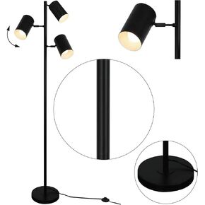 Tree Floor Lamp with 3 Light Bulbs,Gold Standing Tall Pole Lamp with 3 Adjustable Rotating Lights,Farmhouse Floor Lamp for Living Room Bedroom Office,Vintage Standing Lamp 9W E26 LED Bulbs Included
