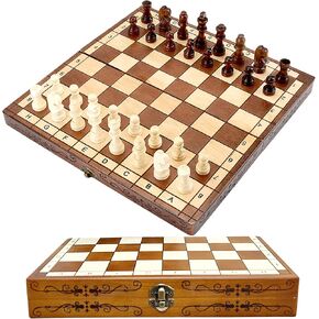 Folding Hand Crafted Wooden Chess Set Chess Board for Kids and Adults 30 x 30 CM