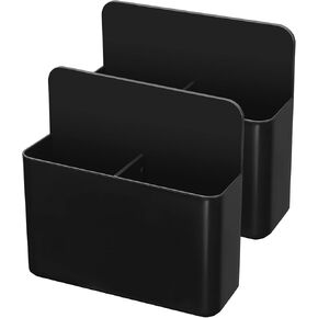 Set of 2 Black Strong Magnetic Dry Erase Marker Holders - Pen Holders for Whiteboard, Fridge, Locker, Magnetic Organizer for Office, Kitchen, and School. No Drilling, Nails, or Glue Needed