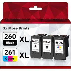 Remanufactured 260XL 261XL Ink Cartridges Replacement for Canon 260 and 261 Ink Cartridges PG-260 CL-261 (2 Black 1 Color) Work with TR7020 TR7020a TR7022 TS6420 TS6400 TS5300 TS5320 TS6420a