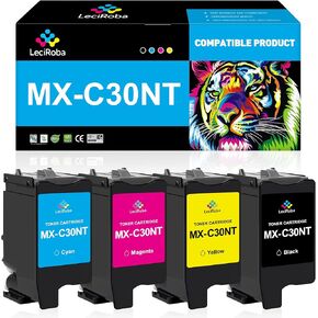 LeciRoba MX-C30NT MXC30NT Toner Cartridges Replacement for MXC30NT MXC30NTB MXC30NTC MXC30NTM MXC30NTY for Sharp MX-C250F C300P C300W C301W C303W C304W C305W C306W Printer Ink (4 Pack)