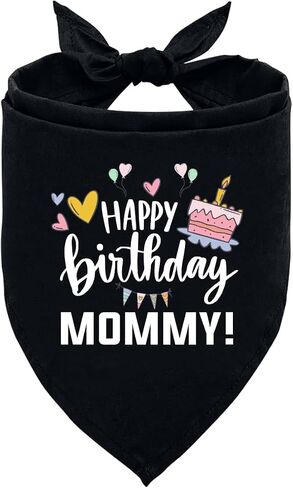 Happy Birthday Mom Dog Bandana, Black Dog Bandana, Pet Dog Scarf Accessories, Pet Dog Triangle Scarf, Funny Cute Dog Bandana, Dog Bandana for Small Medium Dogs, Gift for Dog Lover (M) in Kuwait