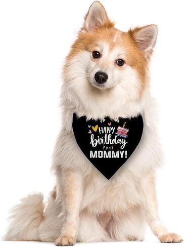 Happy Birthday Mom Dog Bandana, Black Dog Bandana, Pet Dog Scarf Accessories, Pet Dog Triangle Scarf, Funny Cute Dog Bandana, Dog Bandana for Small Medium Dogs, Gift for Dog Lover (M) in Kuwait