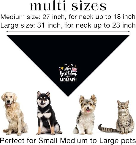 Happy Birthday Mom Dog Bandana, Black Dog Bandana, Pet Dog Scarf Accessories, Pet Dog Triangle Scarf, Funny Cute Dog Bandana, Dog Bandana for Small Medium Dogs, Gift for Dog Lover (M) in Kuwait