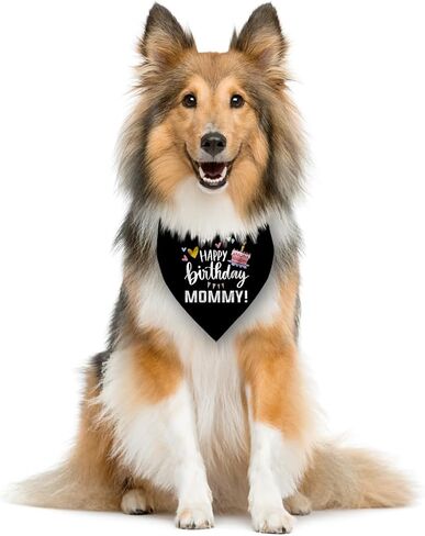 Happy Birthday Mom Dog Bandana, Black Dog Bandana, Pet Dog Scarf Accessories, Pet Dog Triangle Scarf, Funny Cute Dog Bandana, Dog Bandana for Small Medium Dogs, Gift for Dog Lover (M) in Kuwait