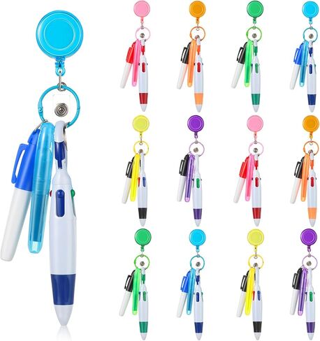 Leinuosen 60 PCS PER PEN مجموعة قلم مكوك صغير للمرضى ، بما في ذلك أقلام المكوك القابلة للسحب ، و Mini Highlighters ، وقلم علامة دائمة ، ومقطع شارة والمزيد in Kuwait