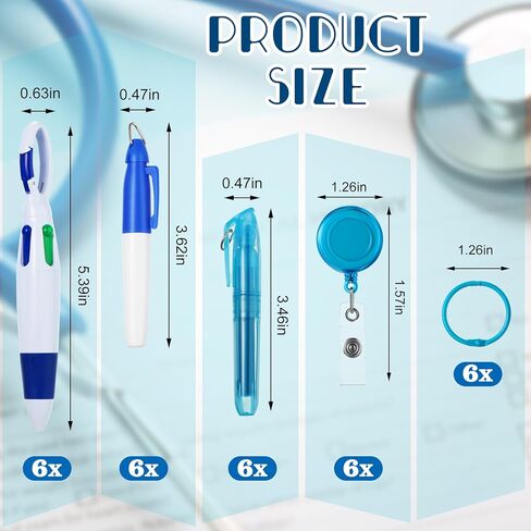 Leinuosen 60 PCS PER PEN مجموعة قلم مكوك صغير للمرضى ، بما في ذلك أقلام المكوك القابلة للسحب ، و Mini Highlighters ، وقلم علامة دائمة ، ومقطع شارة والمزيد in Kuwait