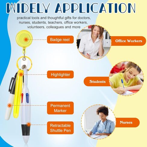 Leinuosen 60 PCS PER PEN مجموعة قلم مكوك صغير للمرضى ، بما في ذلك أقلام المكوك القابلة للسحب ، و Mini Highlighters ، وقلم علامة دائمة ، ومقطع شارة والمزيد in Kuwait