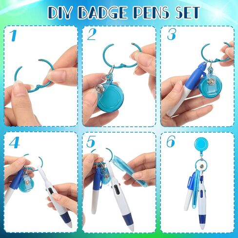 Leinuosen 60 PCS PER PEN مجموعة قلم مكوك صغير للمرضى ، بما في ذلك أقلام المكوك القابلة للسحب ، و Mini Highlighters ، وقلم علامة دائمة ، ومقطع شارة والمزيد in Kuwait