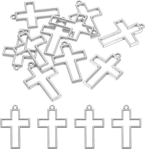 PATIKIL Alloy Open Back Bezel Pendants, Cross Shape Hollow Resin Pendant Frame for DIY Crafts Earrings Necklace Bracelet in Saudi Arabia