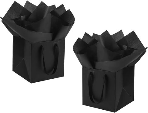 IN-JOOYAA 10 Pcs Gold Square Gift Bags with Tissue Paper Small Size Solid Party Favor Bags with Handles for Gift Giving (8x8x8 In, Gold) in Kuwait