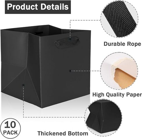 IN-JOOYAA 10 Pcs Gold Square Gift Bags with Tissue Paper Small Size Solid Party Favor Bags with Handles for Gift Giving (8x8x8 In, Gold) in Kuwait