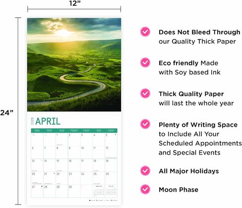 Bright Day Calendars 2025 Country Roads Monthly Wall Calendar - Beautiful Landscape Photography Gift (12 x 12 Inch) in Kuwait