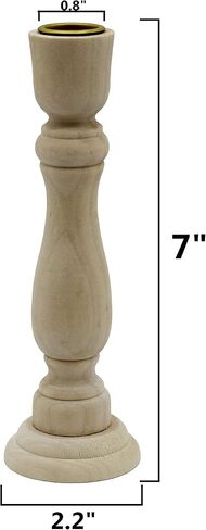 Creative Hobbies Unfinished Wooden Candlesticks with Metal Candle Holder Cup Center - Wholesale Pack of 6 (7 Inch) in Kuwait
