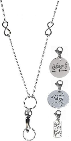 Hidden Hollow Beads 3 Charm Message Pack, Fashion Lanyard Women's strong chain lanyard, ID badge holder, keys, 34" long in Saudi Arabia