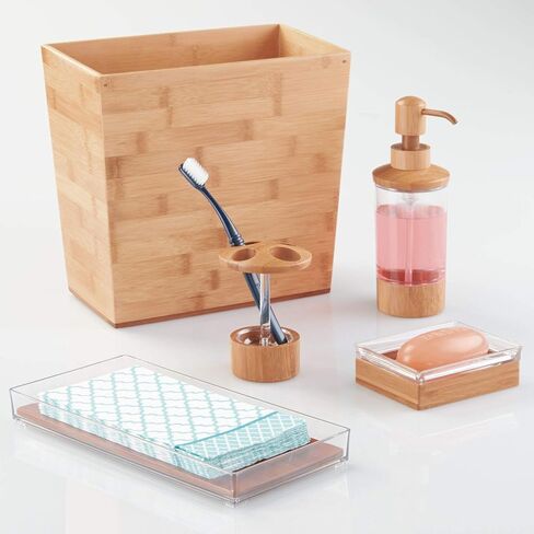 Idesign Stredular Bamboo Basket ، مجموعة Formbu - 10.5 "× 5.75" × 10 "، الانتهاء من الخشب الطبيعي in Kuwait