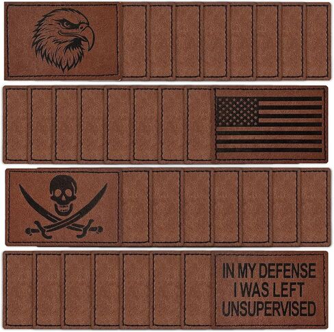 LEMIBK Blank Leatherette Hat Patches, Laserable Leather Patch with Adhesive for Heat Press,Transfer Iron-on, Sew-on, Retangle Deep Brown 34PCS in Saudi Arabia