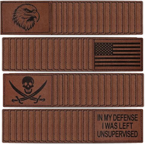 LEMIBK Blank Leatherette Hat Patches, Laserable Leather Patch with Adhesive for Heat Press,Transfer Iron-on, Sew-on, Retangle Deep Brown 34PCS in Saudi Arabia
