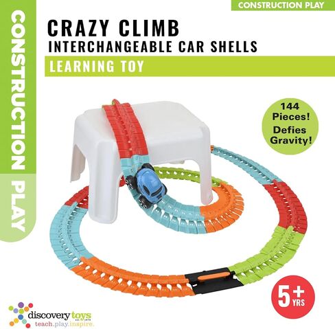 Discovery Toys – Crazy Climb Track | Car Track Set with LED Light-Up Race Car | Interchangeable Car Shells | Multicolor Flexible Changeable Tack | Custom Racetrack Toy | 5+ yrs in Saudi Arabia