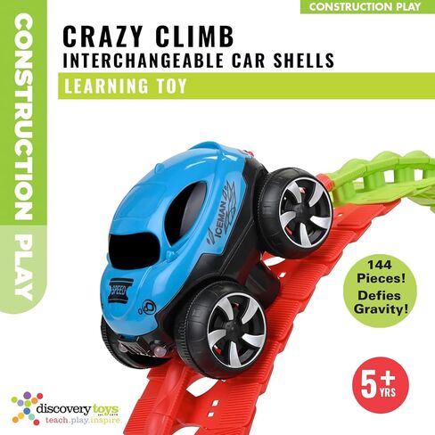 Discovery Toys – Crazy Climb Track | Car Track Set with LED Light-Up Race Car | Interchangeable Car Shells | Multicolor Flexible Changeable Tack | Custom Racetrack Toy | 5+ yrs in Saudi Arabia